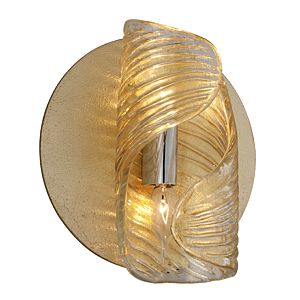  Flaunt Wall Sconce in Gold Leaf With Polished Stainless