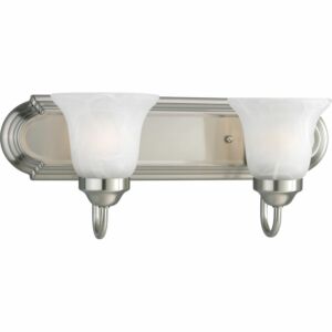 Alabaster Glass 2-Light Bathroom Vanity Light Bracket in Brushed Nickel