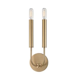 Hudson Valley Gideon 2 Light 16 Inch Wall Sconce in Aged Brass