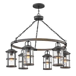 Hinkley Lakehouse 6 Light Outdoor Hanging Light in Aged Zinc