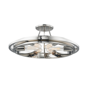 Hudson Valley Chambers 6 Light Ceiling Light in Polished Nickel