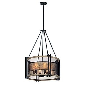 Maxim Boundry 6 Light Chandelier in Black and Barn Wood