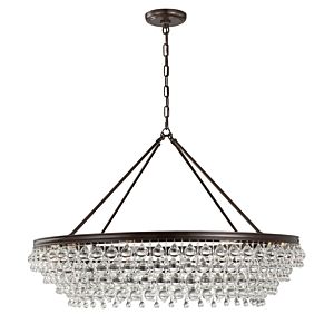 Crystorama Calypso 8 Light 26 Inch Transitional Chandelier in Vibrant Bronze with Clear Glass Drops Crystals
