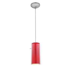 Glass'n Glass Cylinder Clr Red Pendant Light