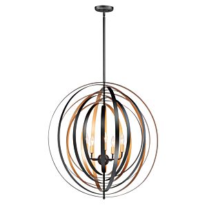  Radial Pendant Light in Black and Gold