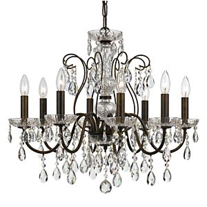  Butler Chandelier in English Bronze with Hand Cut Crystal Crystals