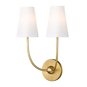 Shannon 2-Light Wall Sconce in Rubbed Brass