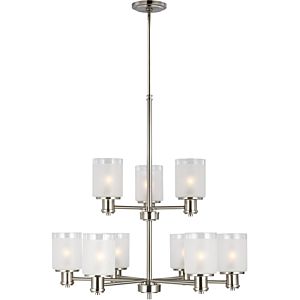 Sea Gull Norwood 9 Light Transitional Chandelier in Brushed Nickel