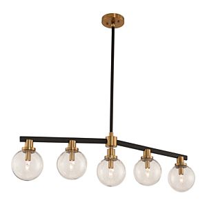 Kalco Cameo 5 Light 6 Inch Pendant Light in Matte Black Finish with Brushed Pearlized Brass