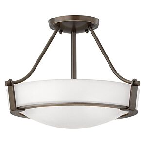 Hinkley Hathaway 3-Light Semi-Flush Ceiling Light In Olde Bronze With Etched White Glass
