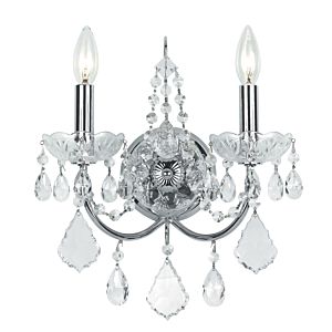 Crystorama Imperial 2 Light 14 Inch Wall Sconce in Polished Chrome with Clear Hand Cut Crystals