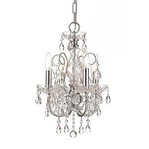 Crystorama Imperial 4 Light 18 Inch Mini Chandelier in Polished Chrome with Clear Swarovski Strass Crystals