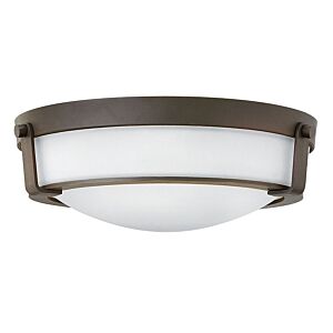 Hinkley Hathaway 3-Light Flush Mount Ceiling Light In Olde Bronze With Etched White Glass