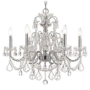 Crystorama Imperial 6 Light 25 Inch Traditional Chandelier in Polished Chrome with Clear Spectra Crystals