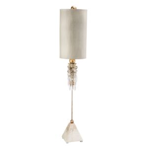 Madison 1-Light Buffet Lamp in Pyramid w with putty finish, gold leaf and crystal clusters