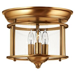 Hinkley Gentry 3-Light Flush Mount Ceiling Light In Heirloom Brass