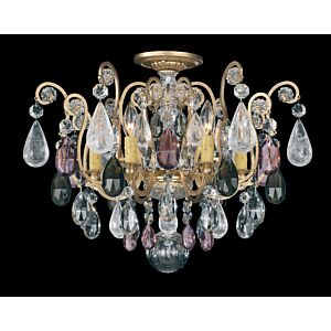 Renaissance Rock Crystal 6-Light Semi-Flush Mount Ceiling Light in Etruscan Gold