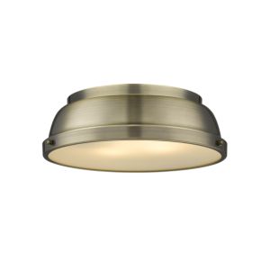Golden Duncan 2 Light 14 Inch Ceiling Light in Aged Brass