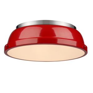 Golden Duncan 2 Light 14 Inch Ceiling Light in Pewter and Red