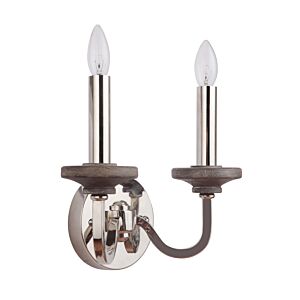 Craftmade Ashwood 2 Light 10 Inch Wall Sconce in Polished Nickel with Greywood