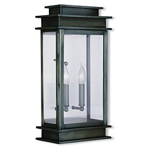 Princeton 2-Light Outdoor Wall Lantern in Vintage Pewter w with Polished Chrome Stainless Steel