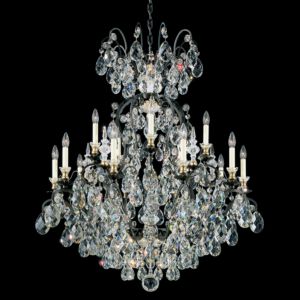 Renaissance 15-Light Chandelier in Black with Clear Heritage Crystals