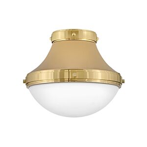 Hinkley Oliver 1-Light Flush Mount Ceiling Light In Bright Brass