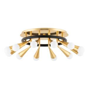 Aries 12-Light Semi-Flush Mount Ceiling Light in Vintage Polished Brass with Deep Bronze