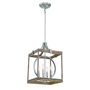  Country Estates Pendant Light in Sun Faded Wood with Brushed Nickel