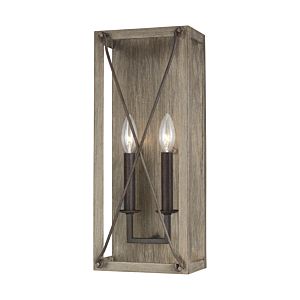 Sea Gull Thornwood 2 Light LED Wall Sconce in Washed Pine