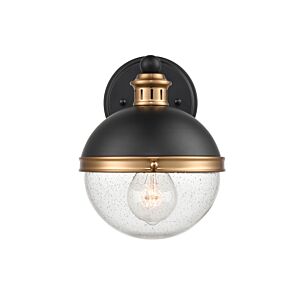 Ellmira 1-Light Wall Sconce in Matte Black with Aged Brass