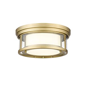 Z-Lite Willow 2-Light Flush Mount Ceiling Light In Olde Brass