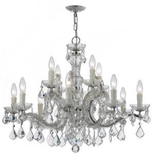 Crystorama Maria Theresa 12 Light 23 Inch Traditional Chandelier in Polished Chrome with Clear Hand Cut Crystals