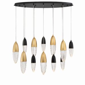 Ecrou 20-Light Chandelier in Mixed Black With Brass