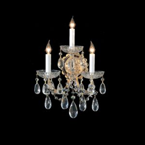 Crystorama Maria Theresa 3 Light 14 Inch Wall Sconce in Gold with Clear Swarovski Strass Crystals