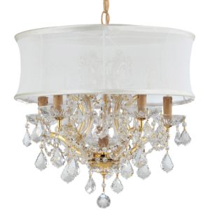 Crystorama Brentwood 6 Light 19 Inch Chandelier in Gold with Clear Swarovski Strass Crystals