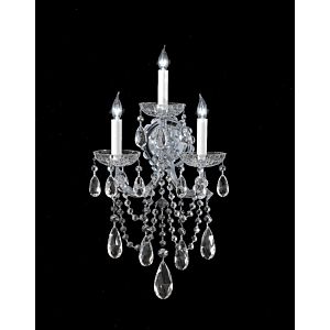 Crystorama Maria Theresa 3 Light 22 Inch Wall Sconce in Polished Chrome with Clear Hand Cut Crystals