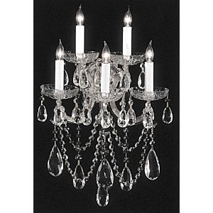 Crystorama Maria Theresa 5 Light 22 Inch Wall Sconce in Polished Chrome with Clear Hand Cut Crystals