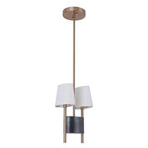 Craftmade Parker 2 Light 6 Inch Pendant Light in Fired Steel with Satin Brass