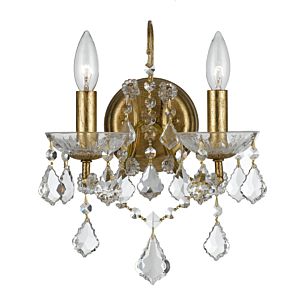 Crystorama Filmore 2 Light 13 Inch Wall Sconce in Antique Gold with Clear Spectra Crystals