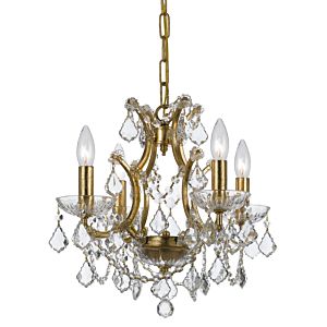 Crystorama Filmore 4 Light 13 Inch Mini Chandelier in Antique Gold with Clear Hand Cut Crystals