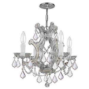 Maria Theresa 4-Light 15" Mini Chandelier in Polished Chrome with Clear Hand Cut Crystals