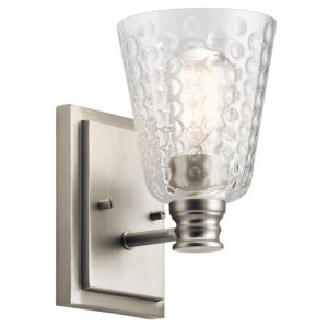 Kichler Nadine 9.25 Inch Clear Thumbprint Wall Sconce in Brushed Nickel