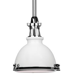 Hudson Valley Massena 16 Inch Pendant Light in White and Polished Nickel