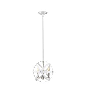 Z-Lite Cavallo 3-Light Chandelier In Hammered White With Brushed Nickel