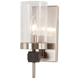 Minka Lavery Bridlewood Wall Sconce in Stone Grey with Brushed Nickel