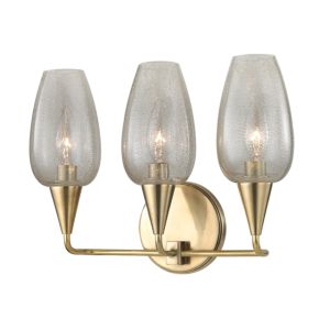 Hudson Valley Longmont 3 Light 10 Inch Bathroom Vanity Light in Aged Brass