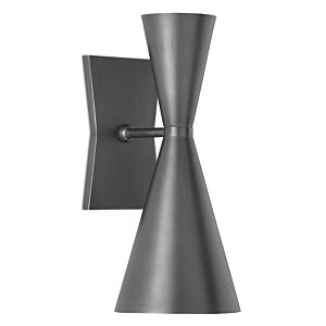 Currey & Company 2-Light 15" Gino Wall Sconce in Dark Gray and White Interior
