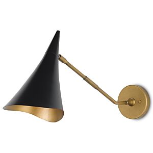 Currey & Company 12 Inch Library Wall Sconce in Oil Rubbed Bronze and Antique Brass