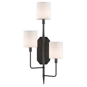Currey & Company 3 Light 30 Inch Knowsley Wall Sconce, Left in Oil Rubbed Bronze